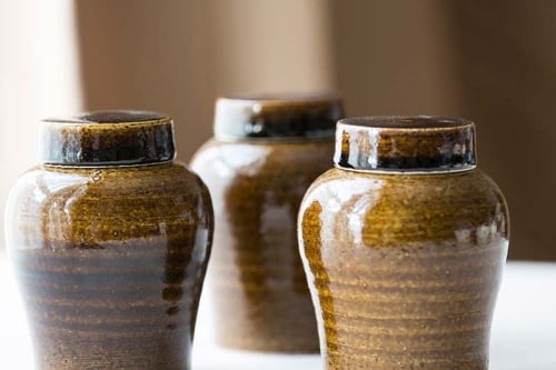 Brown Double Lid Tea Jar