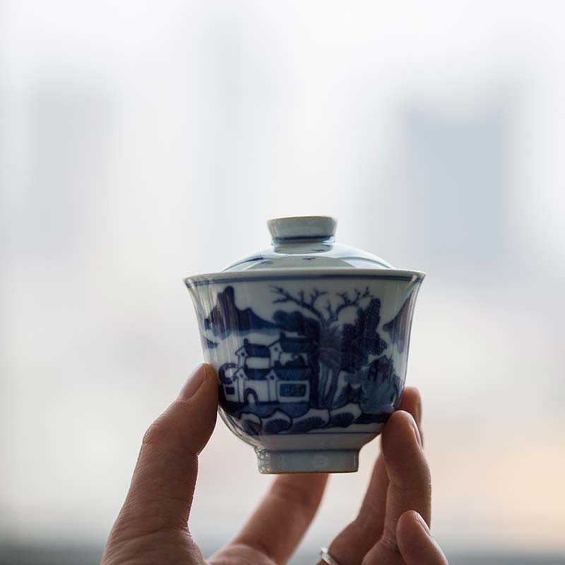 mountain top handpainted gaiwan 2 | BITTERLEAF TEAS