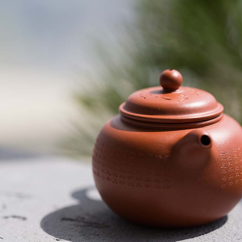 Xinjing Engraved Yixing Zhuni Clay Teapot Paozun BITTERLEAF TEAS