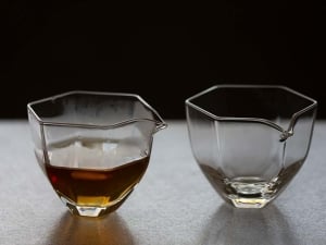 hex glass fair cup 2 | BITTERLEAF TEAS