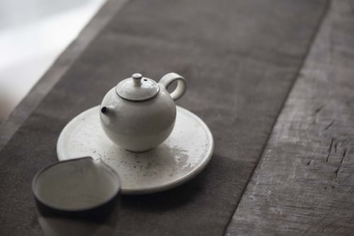White Night Round Teapot