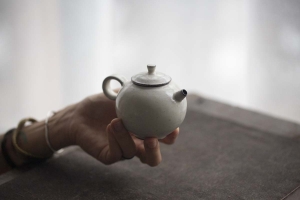 White Night Round Teapot