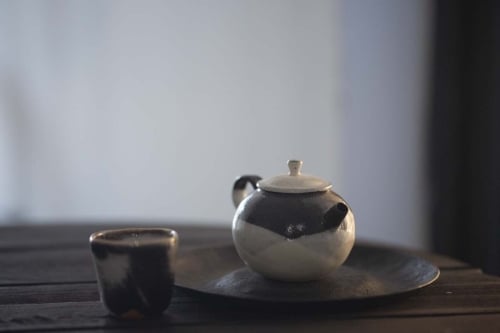 White Night Half Half Teapot