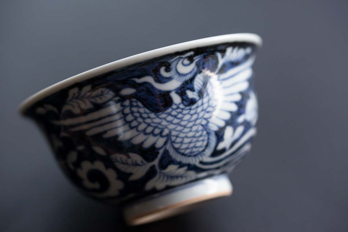 once upon a time handpainted qinghua teacup phoenix 2 | BITTERLEAF TEAS once upon a time handpainted qinghua teacup phoenix 2 | BITTERLEAF TEAS