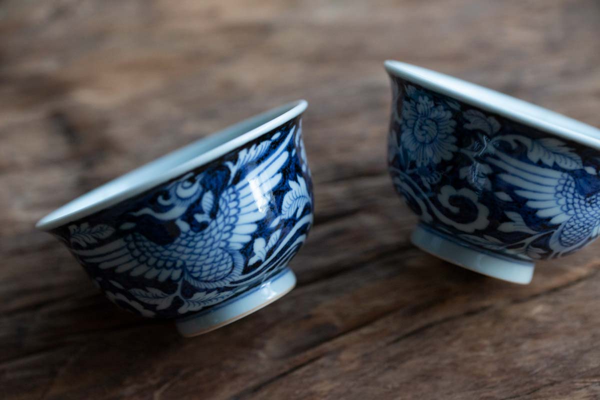 once upon a time handpainted qinghua teacup phoenix 3 | BITTERLEAF TEAS once upon a time handpainted qinghua teacup phoenix 3 | BITTERLEAF TEAS