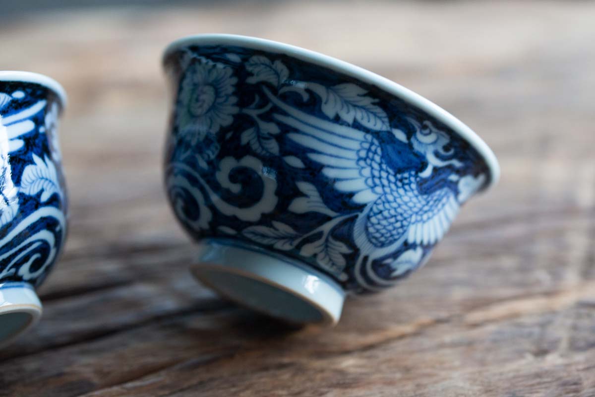 once upon a time handpainted qinghua teacup phoenix 4 | BITTERLEAF TEAS once upon a time handpainted qinghua teacup phoenix 4 | BITTERLEAF TEAS