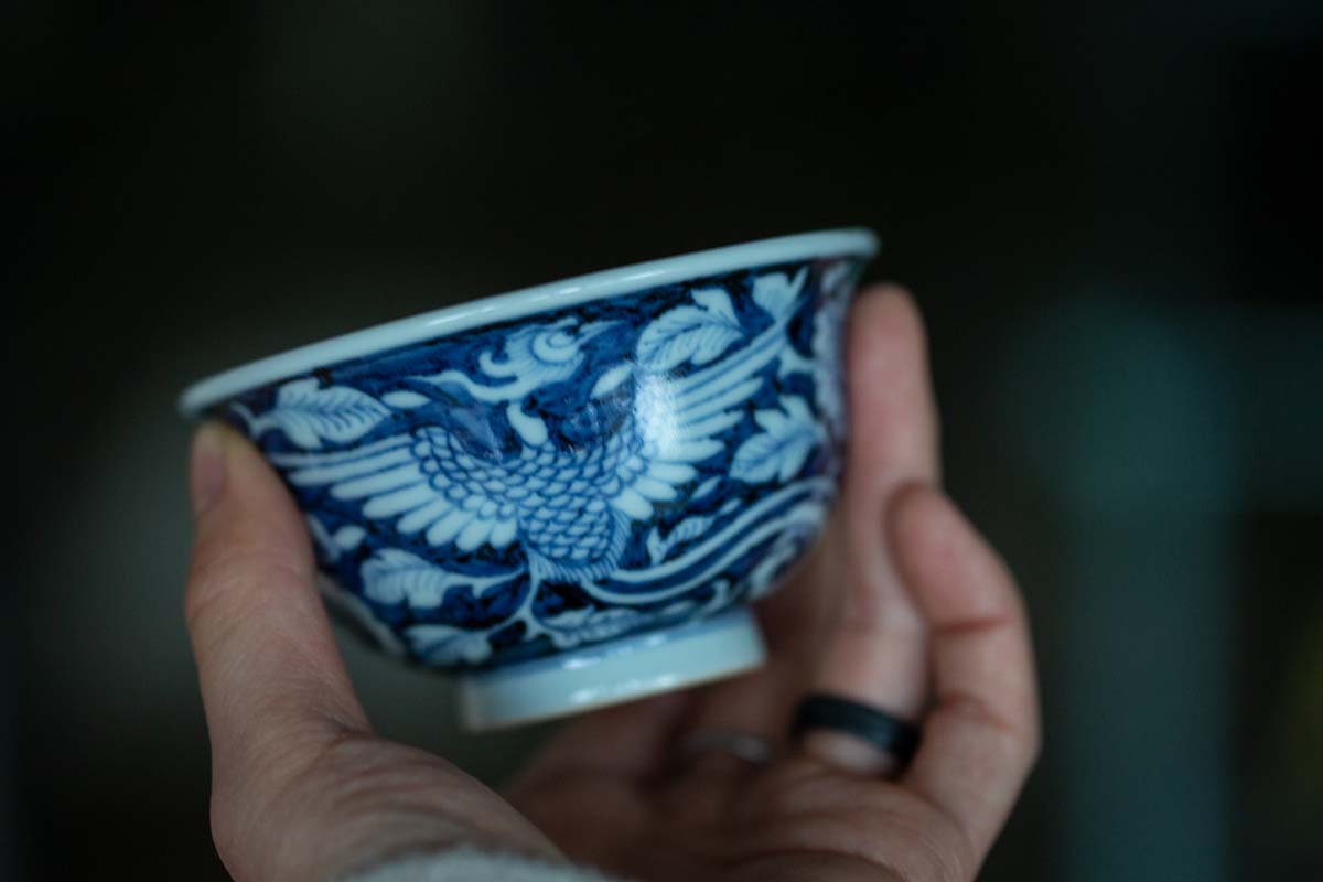 once upon a time handpainted qinghua teacup phoenix 8 | BITTERLEAF TEAS once upon a time handpainted qinghua teacup phoenix 8 | BITTERLEAF TEAS