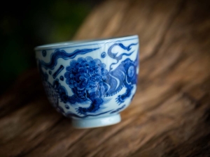 once upon a time handpainted qinghua teacup qilin 9 | BITTERLEAF TEAS