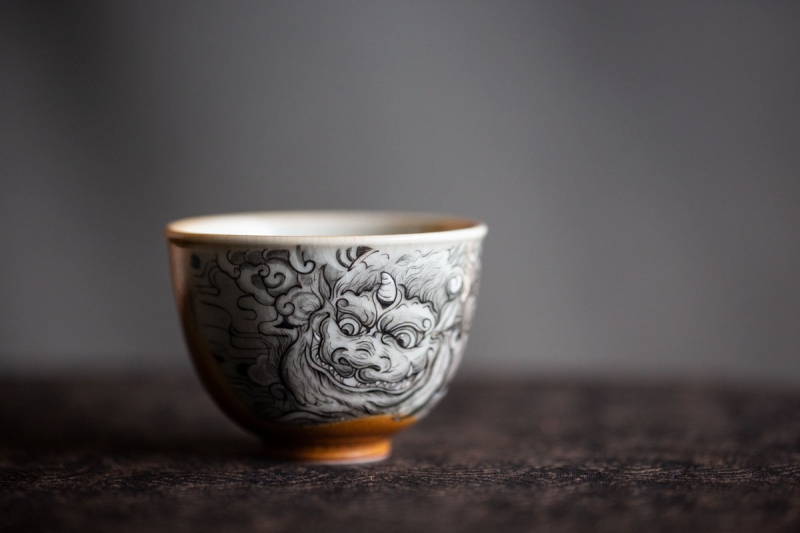Mythical Mono Hand Painted Teacup - Pixiu