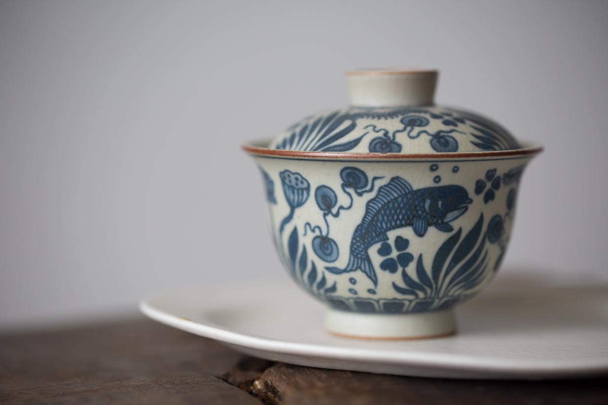 muted qinghua gaiwan fish 5 | BITTERLEAF TEAS muted qinghua gaiwan fish 5 | BITTERLEAF TEAS