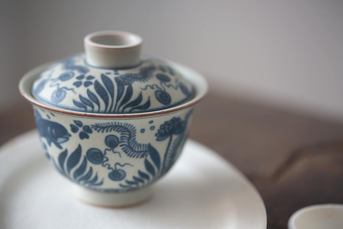 muted qinghua gaiwan fish 7 | BITTERLEAF TEAS muted qinghua gaiwan fish 7 | BITTERLEAF TEAS