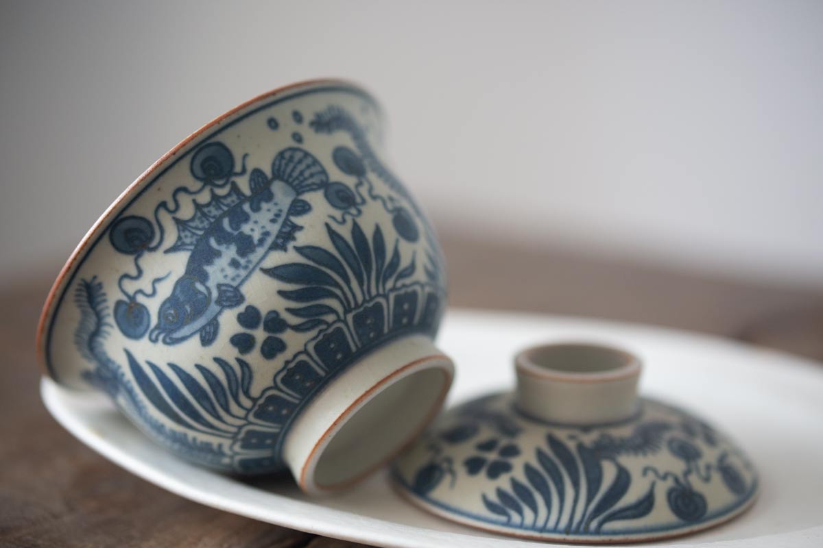 muted qinghua gaiwan fish 8 | BITTERLEAF TEAS muted qinghua gaiwan fish 8 | BITTERLEAF TEAS
