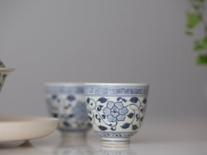azure qinghua teacup gaiwan vine 12 | BITTERLEAF TEAS