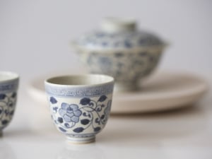 azure qinghua teacup gaiwan vine 3 | BITTERLEAF TEAS