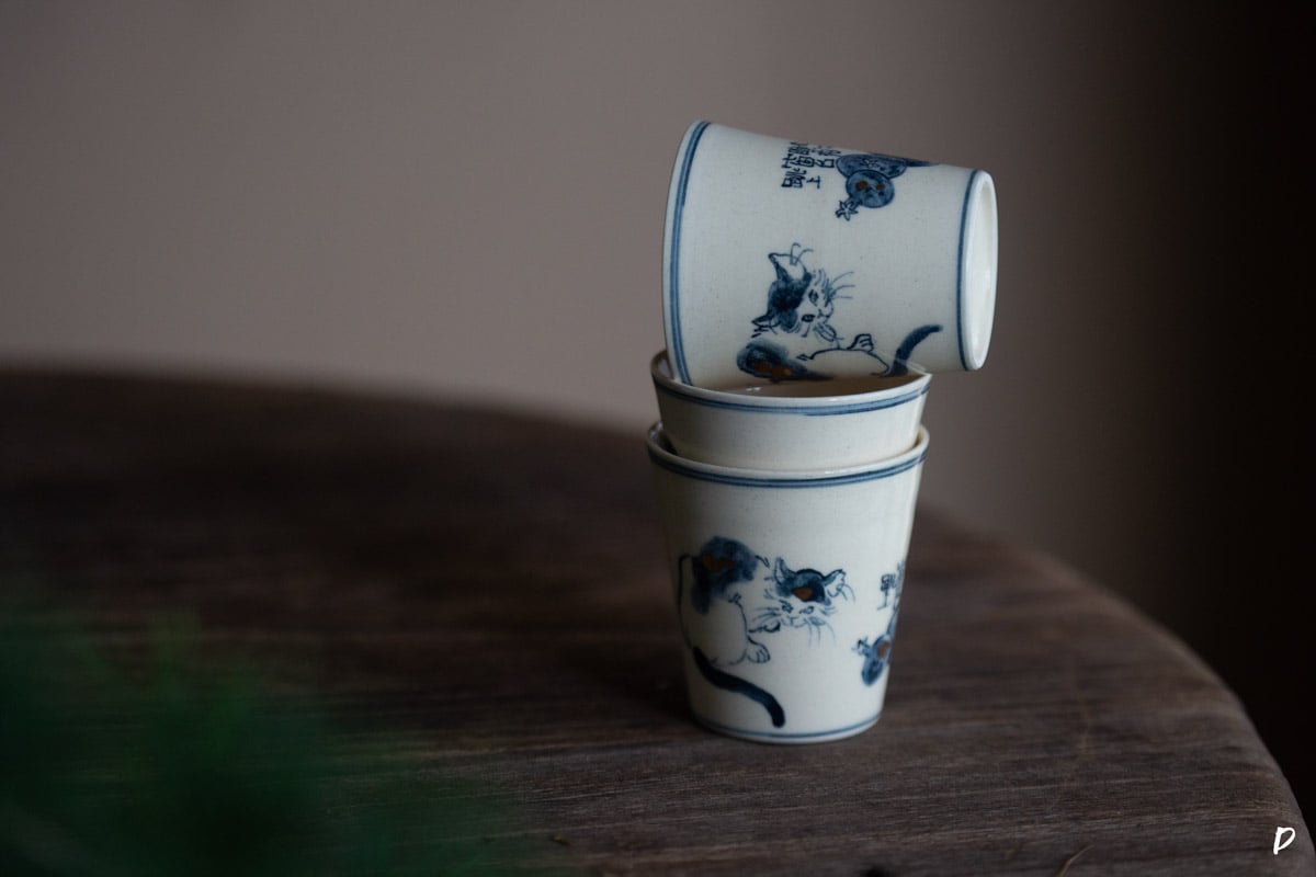 gilded qinghua teacup feline 5 25 19 | BITTERLEAF TEAS