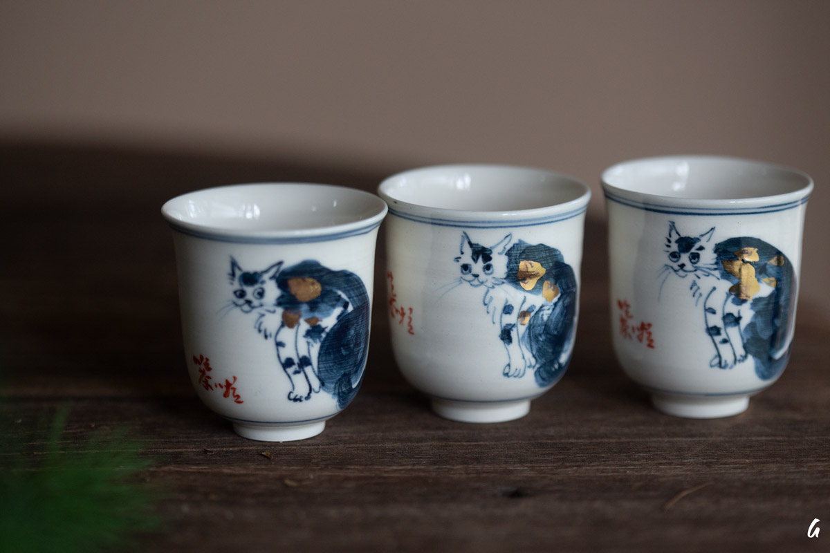 gilded qinghua teacup feline 5 25 22 | BITTERLEAF TEAS