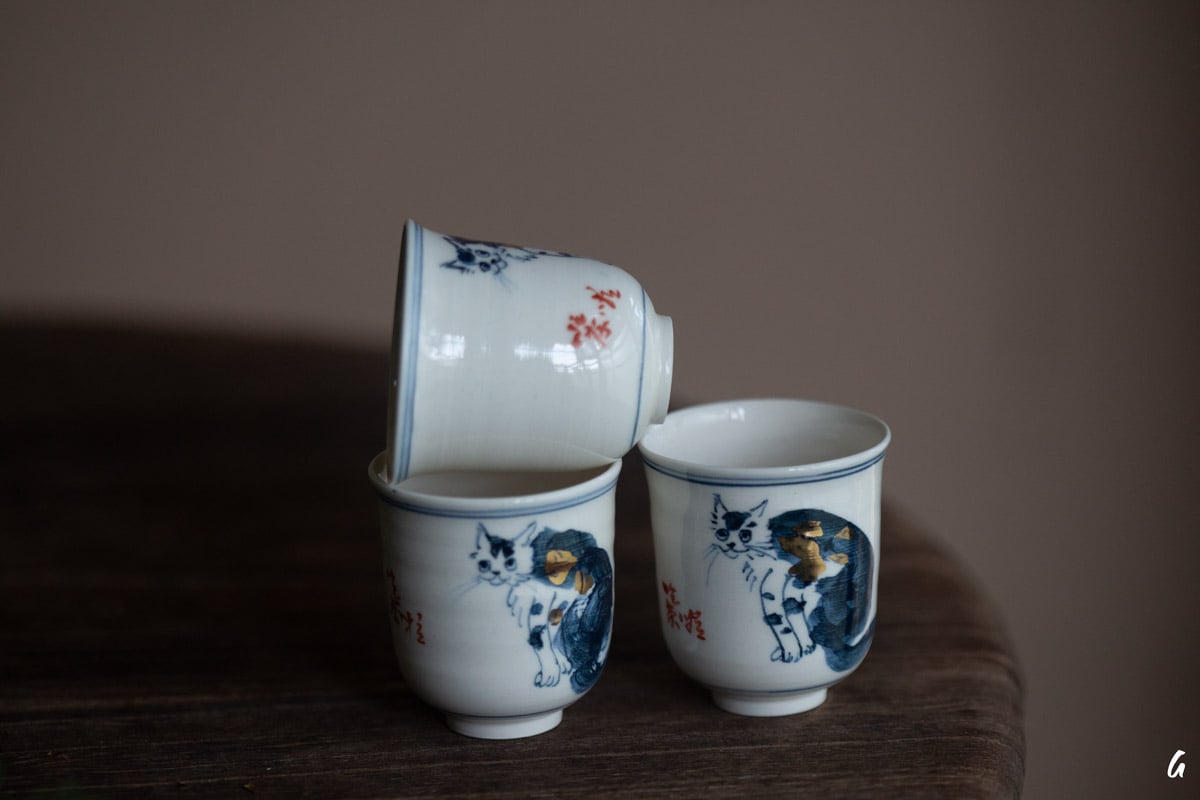 gilded qinghua teacup feline 5 25 24 | BITTERLEAF TEAS