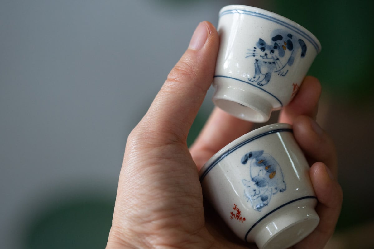 gilded qinghua teacup feline 5 25 6 | BITTERLEAF TEAS