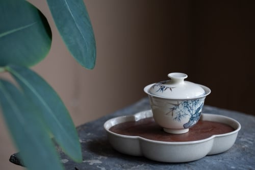 Gilded Qinghua Gaiwan - Bamboo