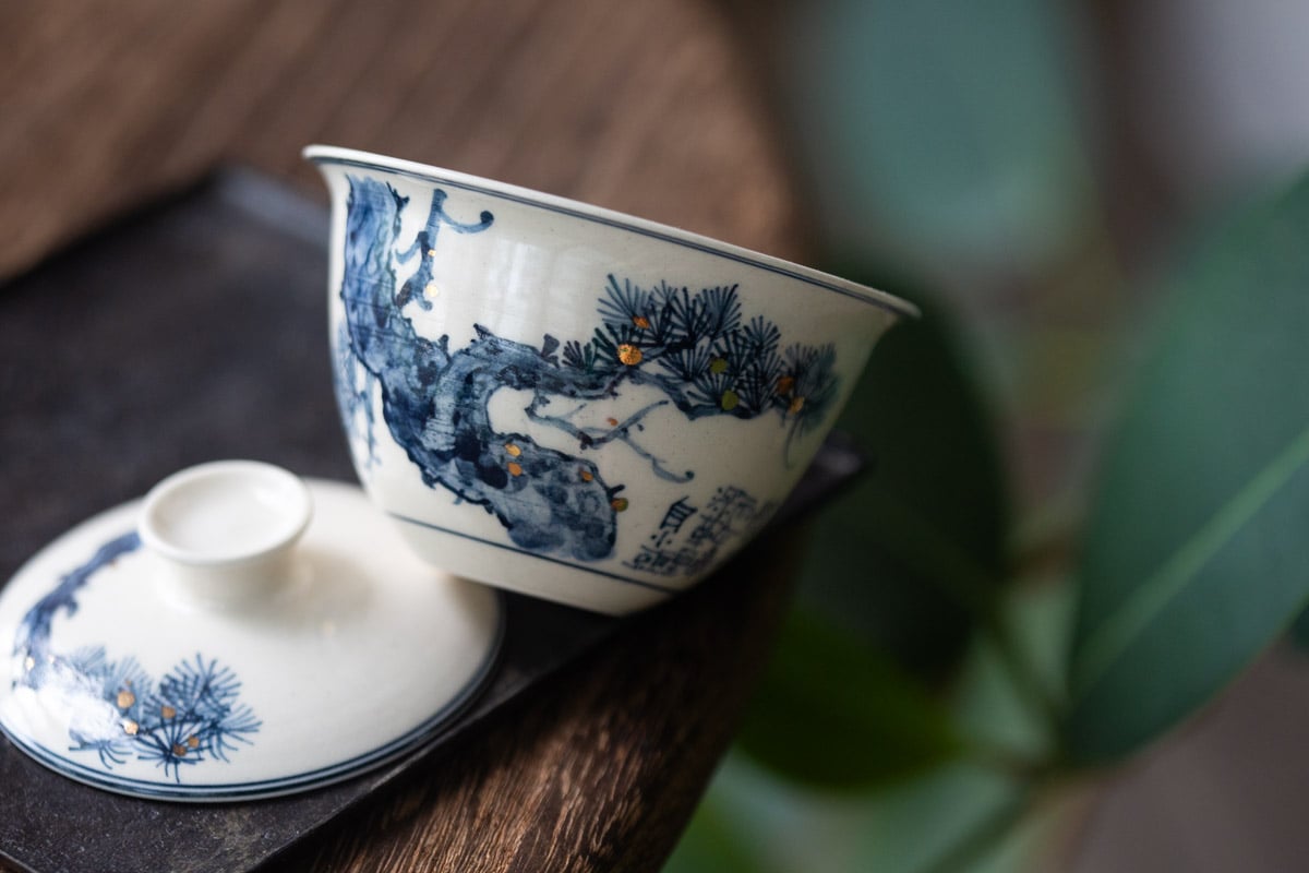 gilded qinghua gaiwan little pine 5 251 | BITTERLEAF TEAS gilded qinghua gaiwan little pine 5 251 | BITTERLEAF TEAS