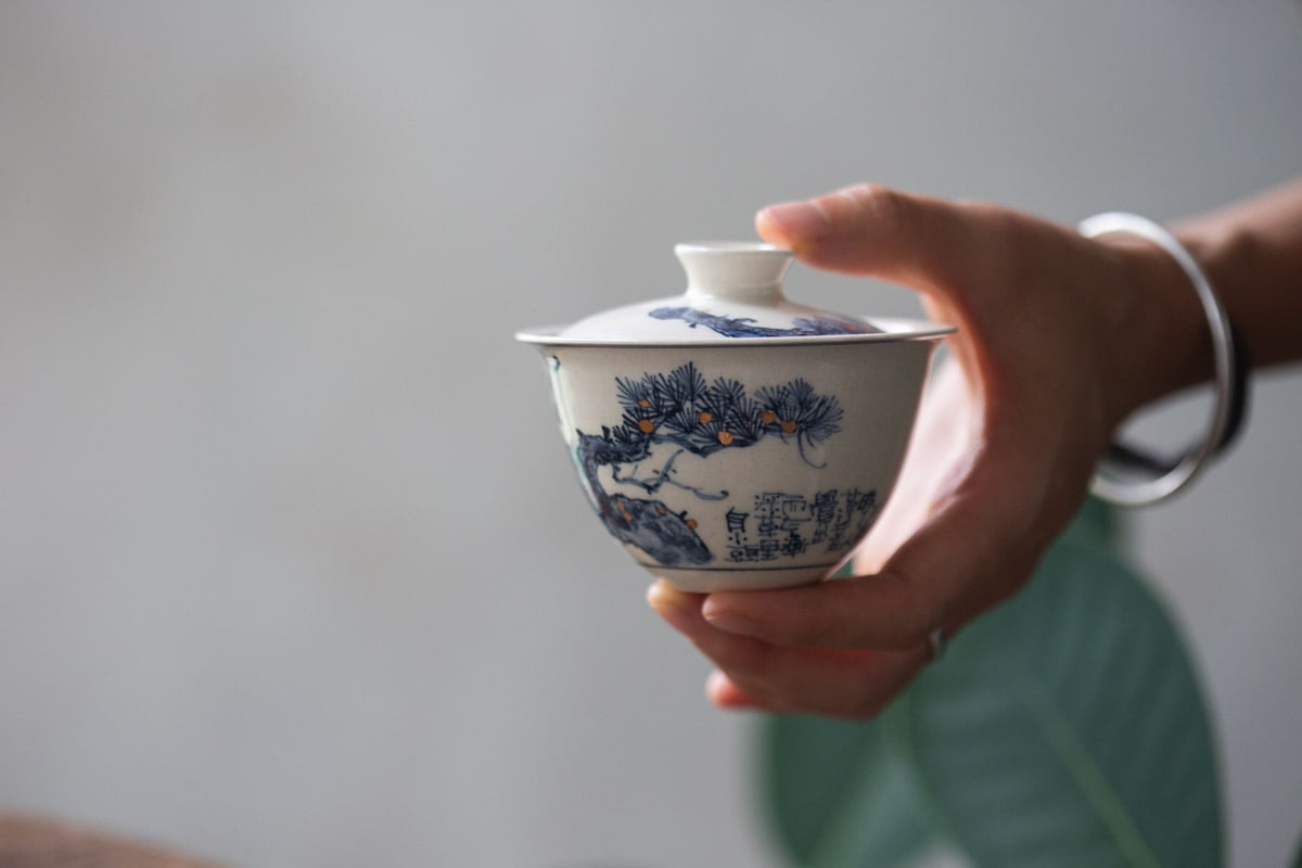 gilded qinghua gaiwan little pine 5 2511 | BITTERLEAF TEAS gilded qinghua gaiwan little pine 5 2511 | BITTERLEAF TEAS