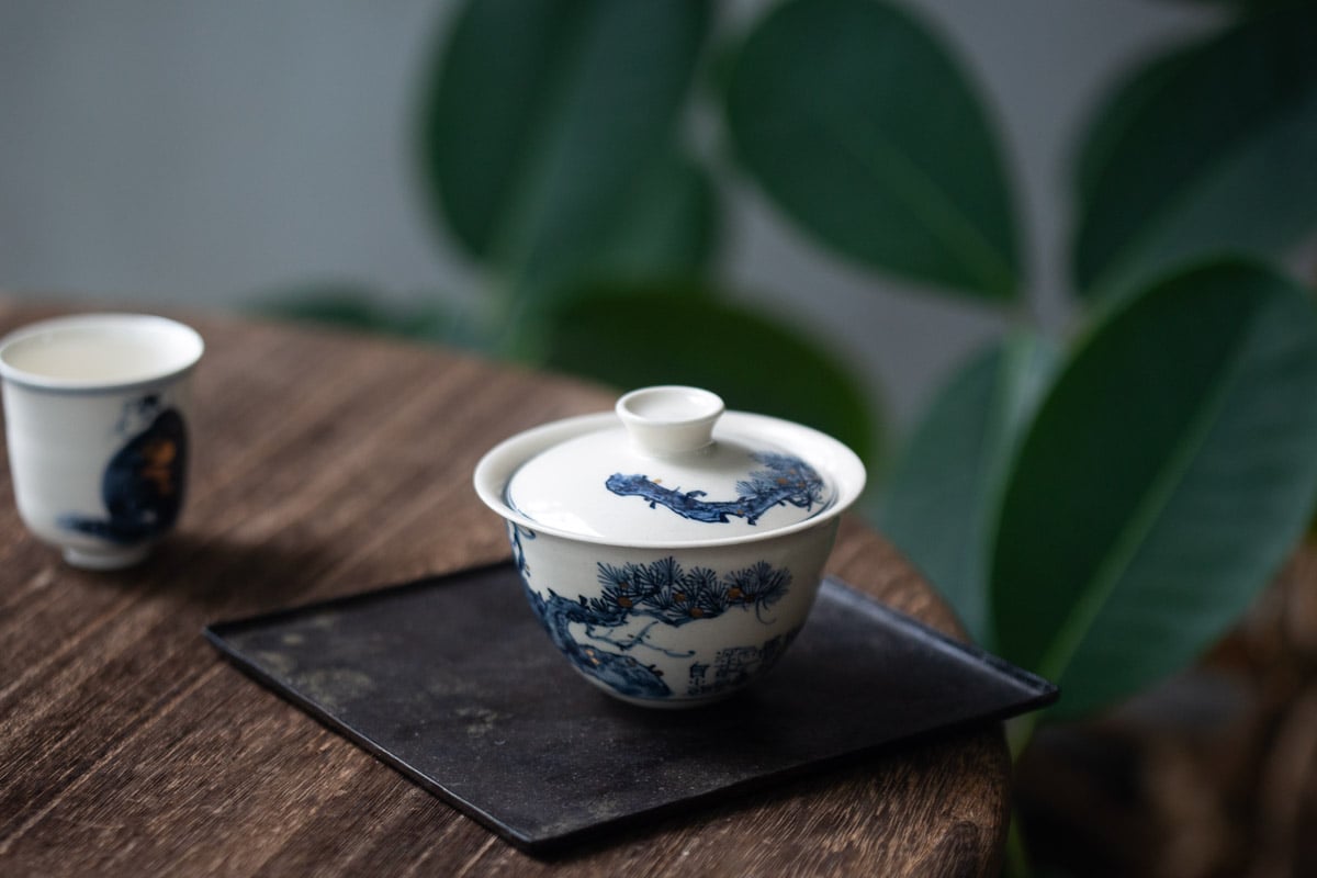 gilded qinghua gaiwan little pine 5 255 | BITTERLEAF TEAS gilded qinghua gaiwan little pine 5 255 | BITTERLEAF TEAS