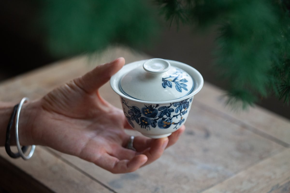gilded qinghua gaiwan pomegranate 5 25 1 | BITTERLEAF TEAS gilded qinghua gaiwan pomegranate 5 25 1 | BITTERLEAF TEAS