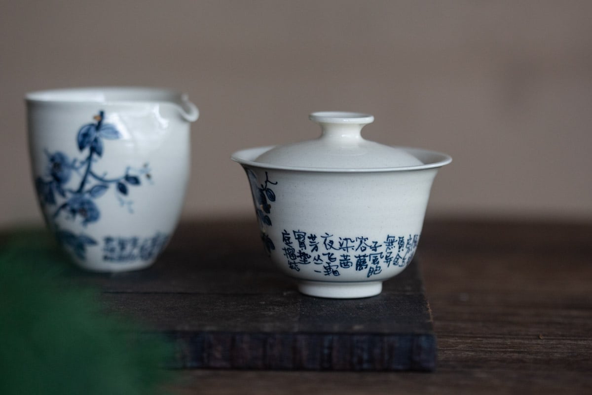 gilded qinghua gaiwan pomegranate 5 25 7 | BITTERLEAF TEAS gilded qinghua gaiwan pomegranate 5 25 7 | BITTERLEAF TEAS