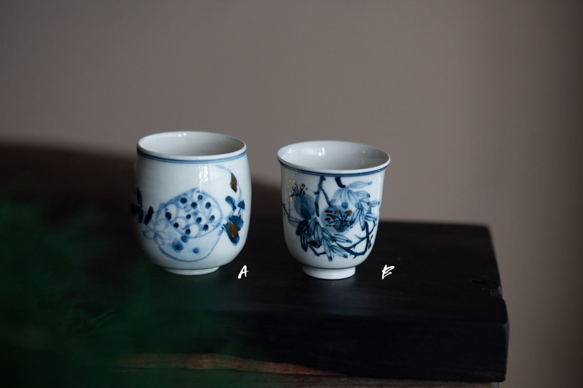 gilded qinghua teacup pomegranate 5 25 14 | BITTERLEAF TEAS