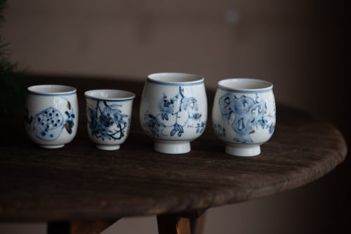Gilded Qinghua Teacup - Pomegranate