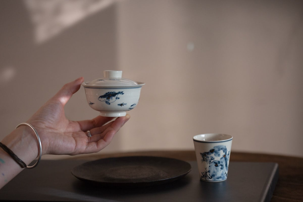 gilded quinghua gaiwan fish 6 | BITTERLEAF TEAS gilded quinghua gaiwan fish 6 | BITTERLEAF TEAS