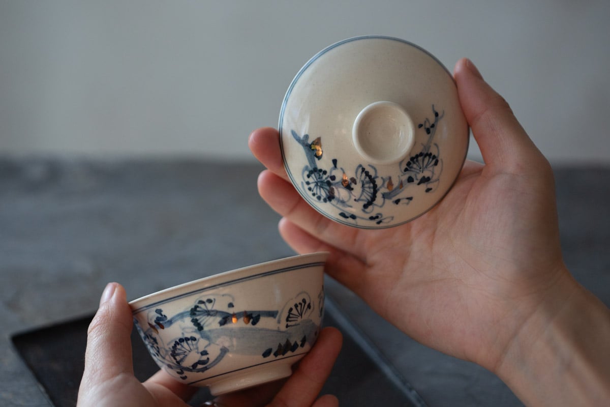 gilded quinghua gaiwan plum blossom 10 | BITTERLEAF TEAS gilded quinghua gaiwan plum blossom 10 | BITTERLEAF TEAS