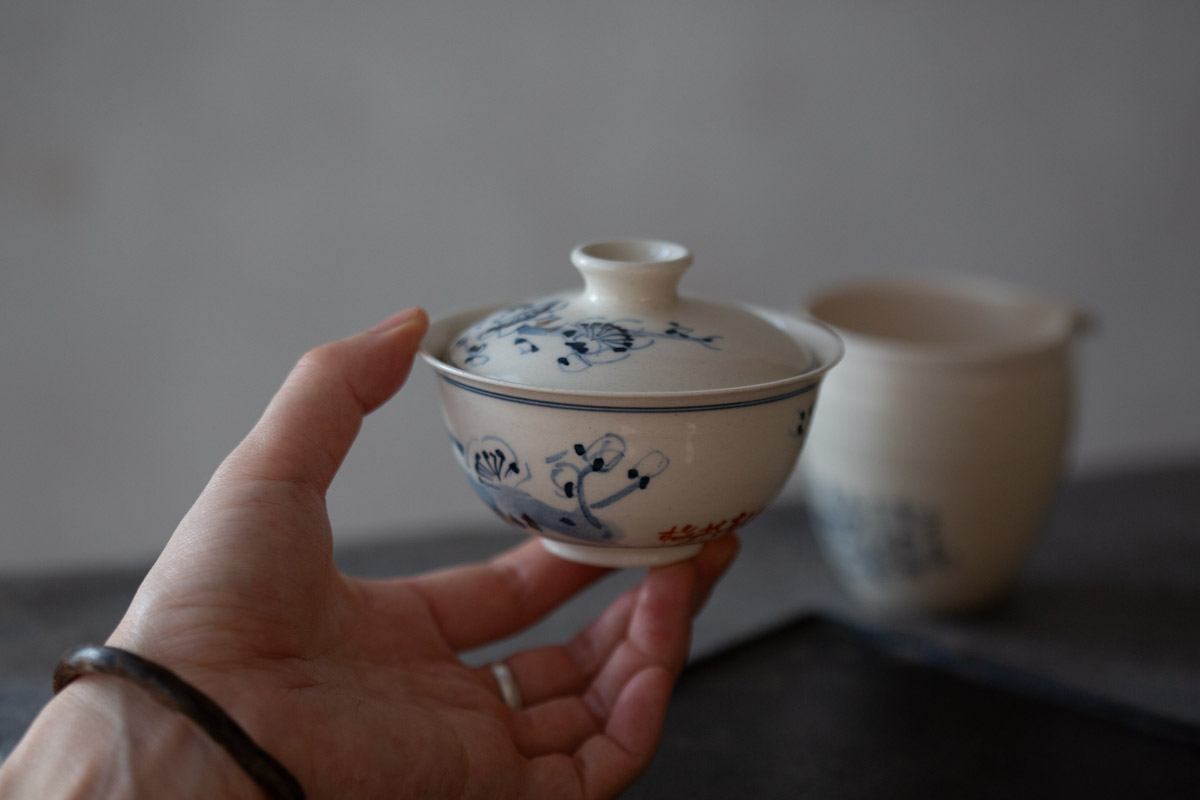 gilded quinghua gaiwan plum blossom 12 | BITTERLEAF TEAS gilded quinghua gaiwan plum blossom 12 | BITTERLEAF TEAS