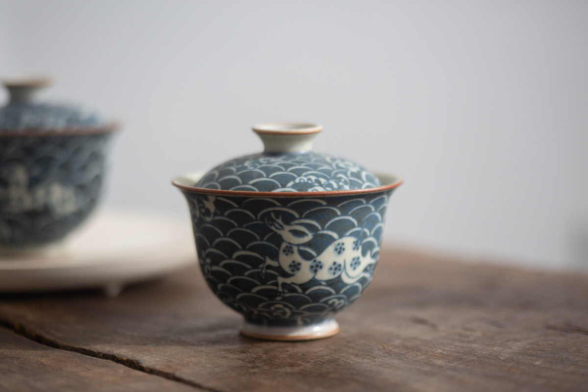 muted qinghua gaiwan deer wave 6 | BITTERLEAF TEAS muted qinghua gaiwan deer wave 6 | BITTERLEAF TEAS