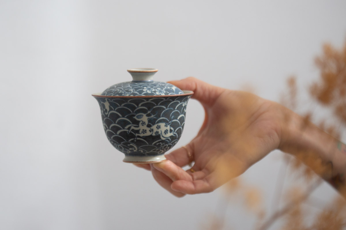 muted qinghua gaiwan deer wave 9 | BITTERLEAF TEAS muted qinghua gaiwan deer wave 9 | BITTERLEAF TEAS