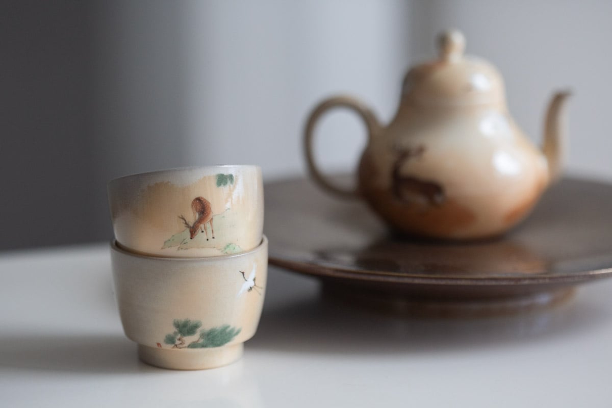 aurora wood fired teacup deer crane 2 | BITTERLEAF TEAS