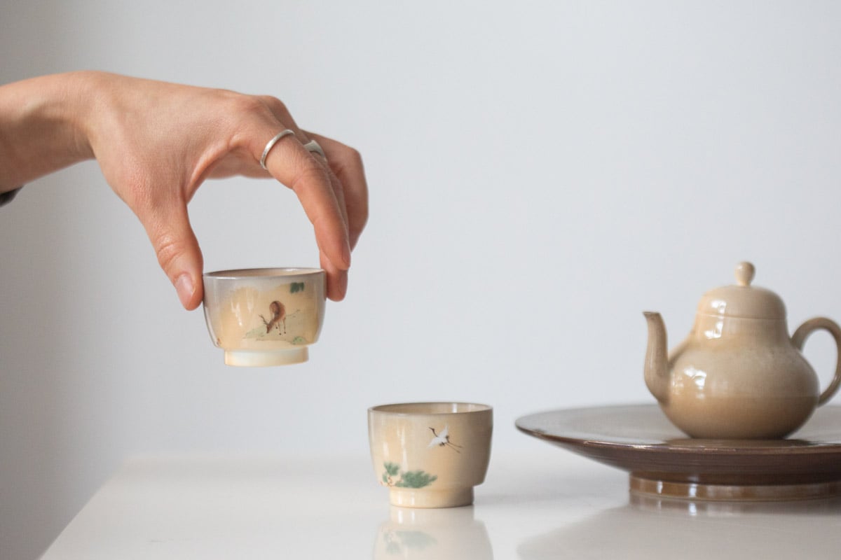 aurora wood fired teacup deer crane 4 | BITTERLEAF TEAS