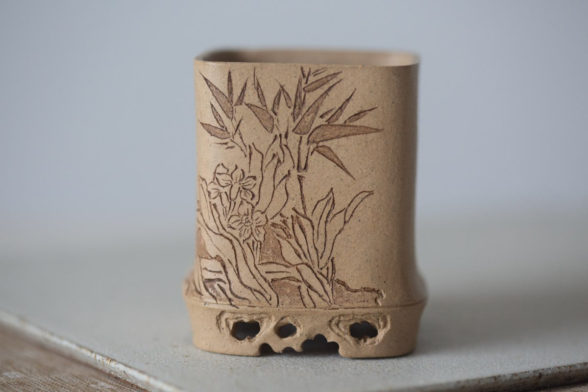 bamboo engraved duanni yixing zisha teacup 3 | BITTERLEAF TEAS