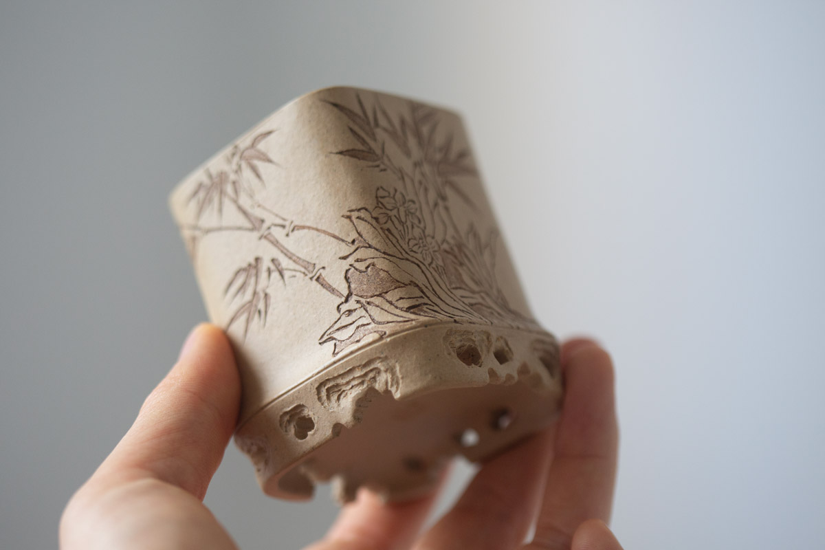 bamboo engraved duanni yixing zisha teacup 6 | BITTERLEAF TEAS