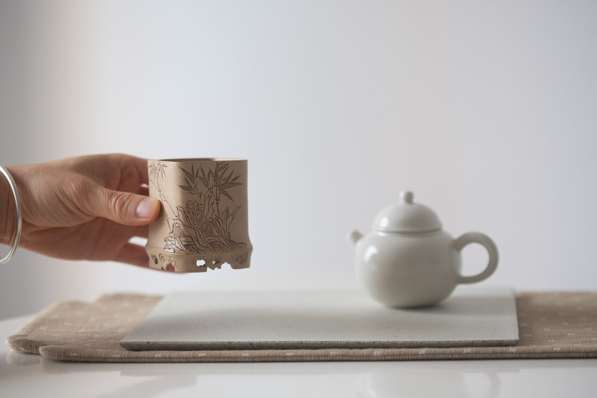 bamboo engraved duanni yixing zisha teacup 8 | BITTERLEAF TEAS