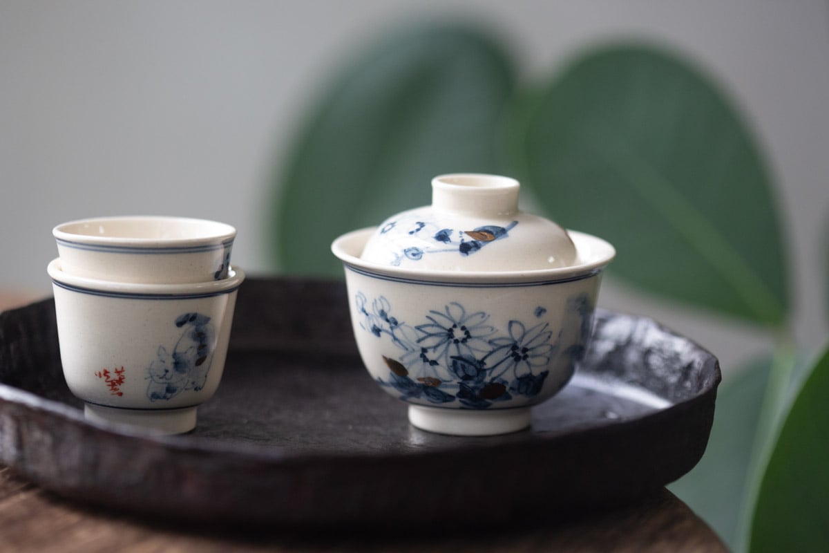 gilded qinghua gaiwan flowers 12 | BITTERLEAF TEAS gilded qinghua gaiwan flowers 12 | BITTERLEAF TEAS