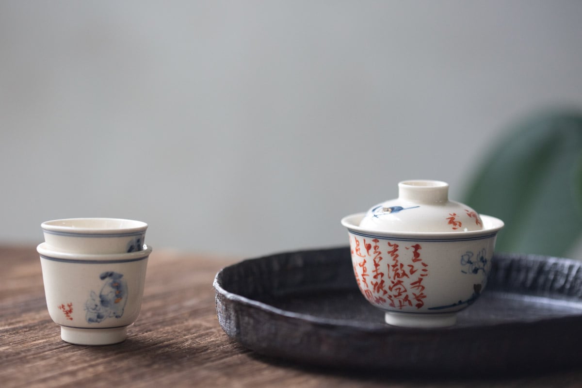 gilded qinghua gaiwan flowers 16 | BITTERLEAF TEAS gilded qinghua gaiwan flowers 16 | BITTERLEAF TEAS