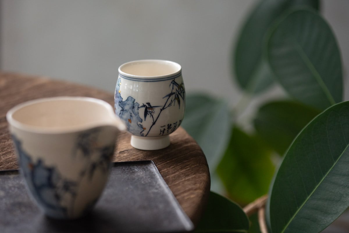 gilded qinghua teacup bamboo flower tea 5 25 1 | BITTERLEAF TEAS