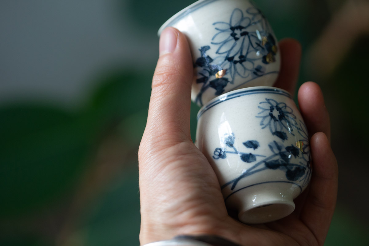 gilded qinghua teacup bamboo flower tea 5 25 10 | BITTERLEAF TEAS