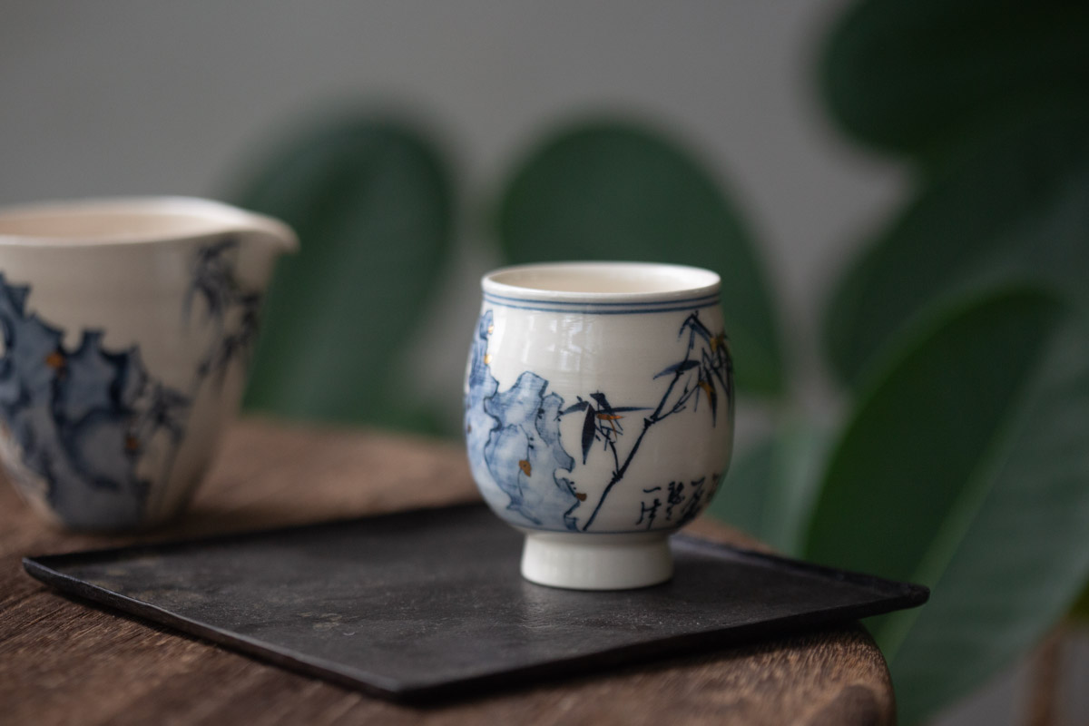 gilded qinghua teacup bamboo flower tea 5 25 3 | BITTERLEAF TEAS