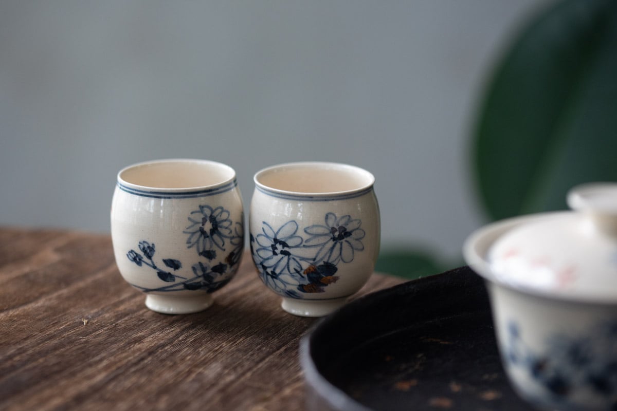 gilded qinghua teacup bamboo flower tea 5 25 6 | BITTERLEAF TEAS