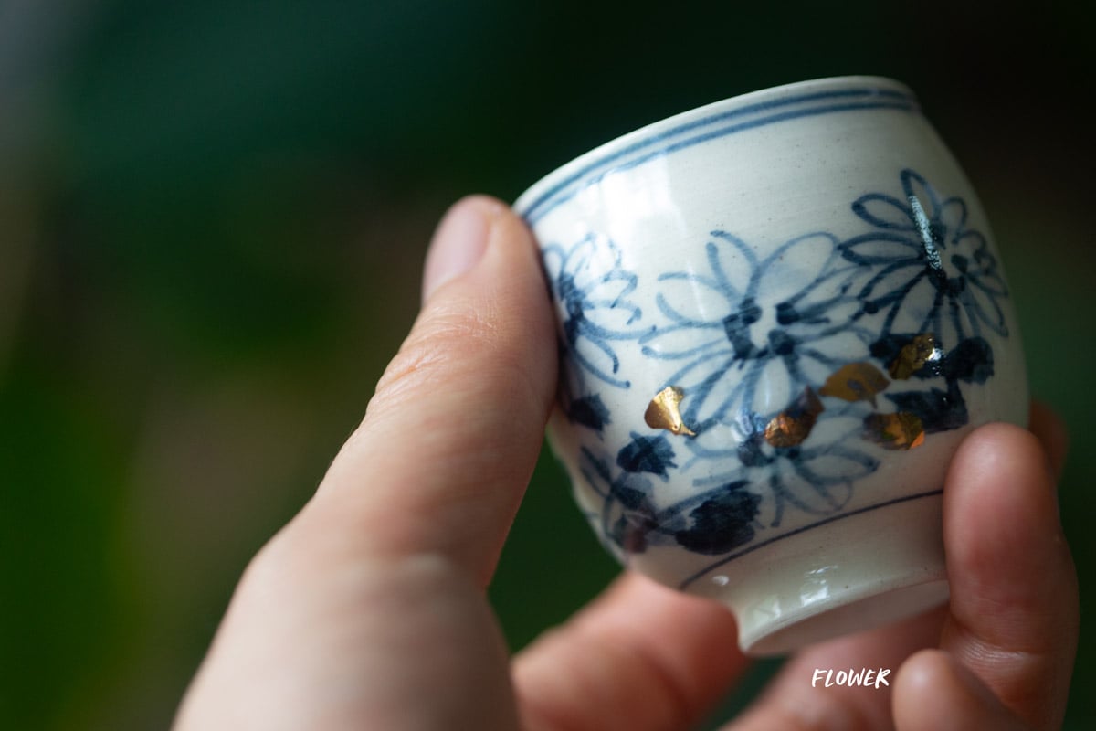 gilded qinghua teacup bamboo flower tea 5 25 7 | BITTERLEAF TEAS