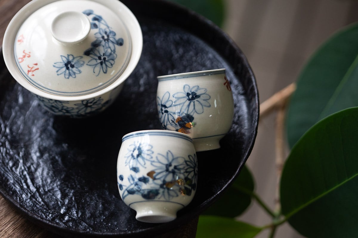 gilded qinghua teacup bamboo flower tea 5 25 9 | BITTERLEAF TEAS