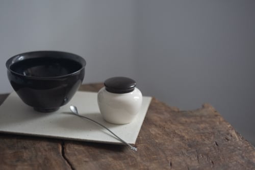 Mini Tea Jar - White & Wood