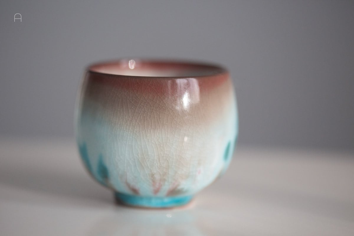 chameleon soda ash glazed wood fired teacup 1 26 7 | BITTERLEAF TEAS